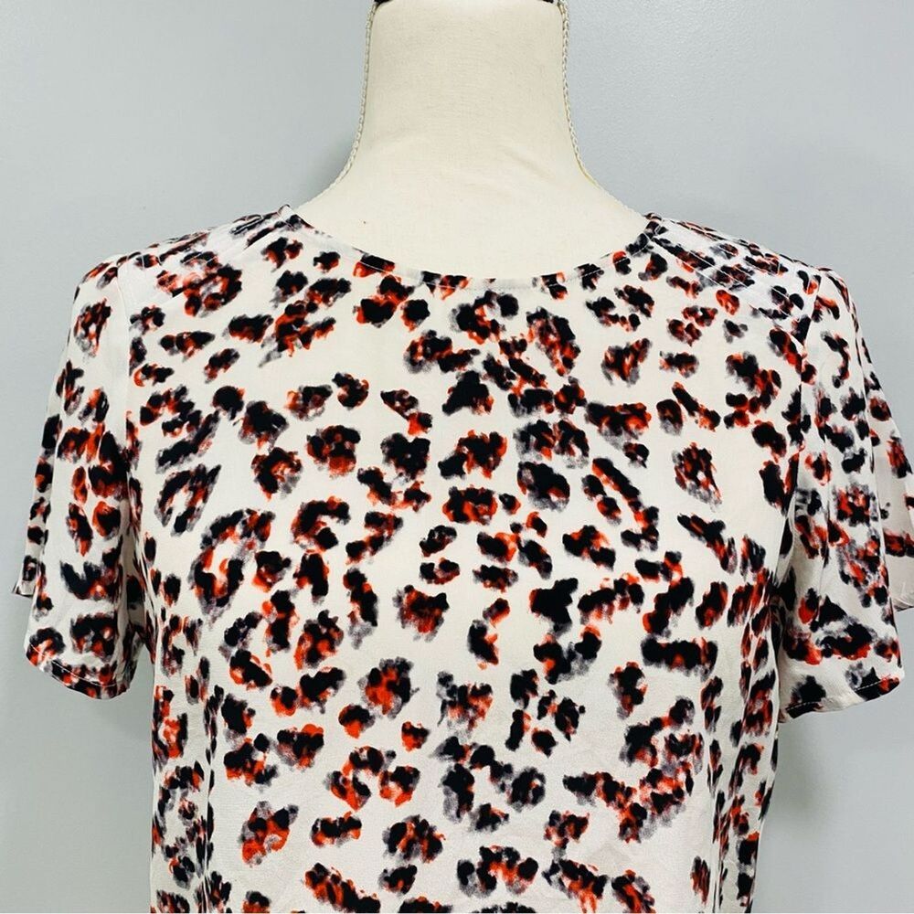 PARKER XS 100% Silk Colorful Animal Print Short Cropped Boxy Blouse Festival Top - Picture 2 of 16
